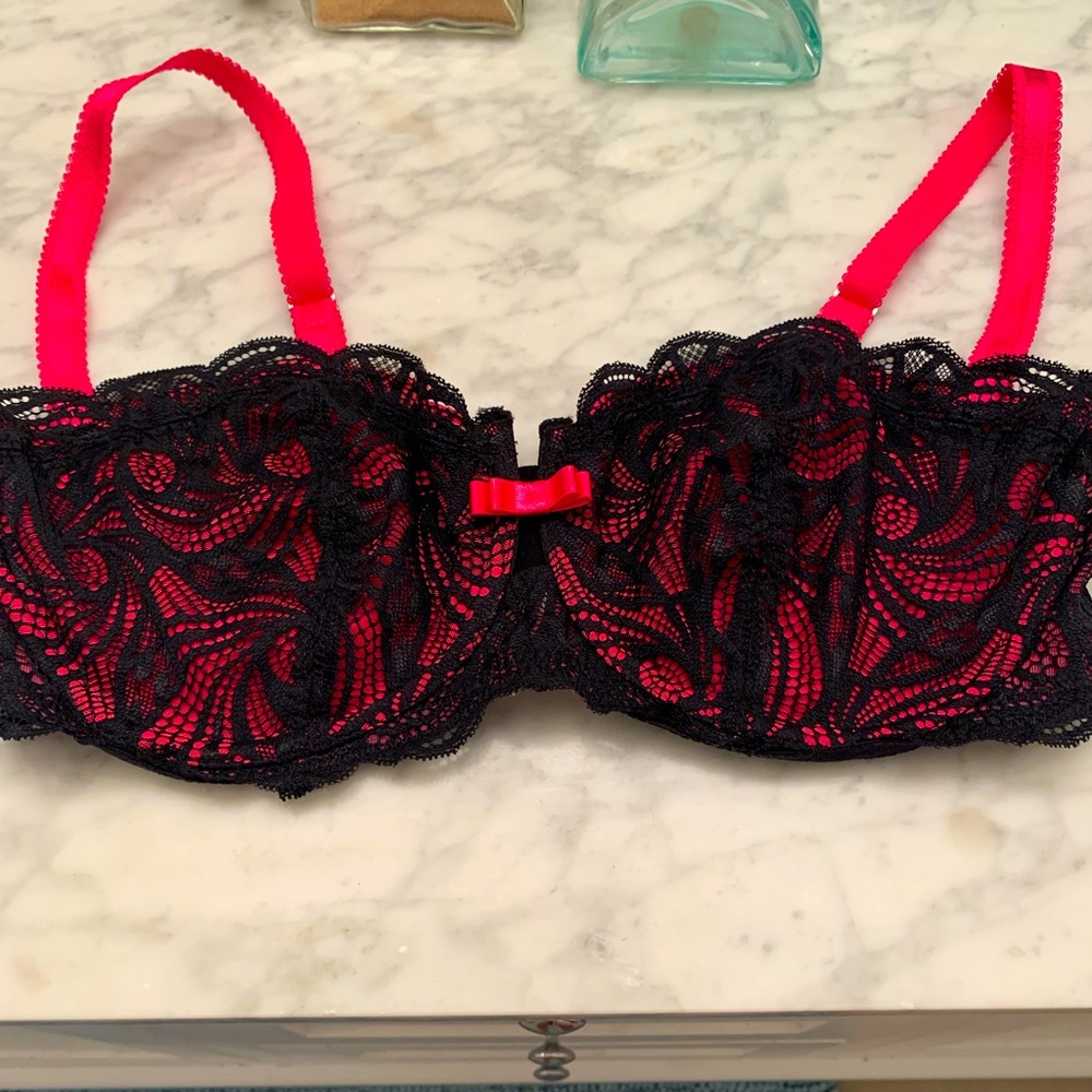 Hot pink and Black bra by Adore Me